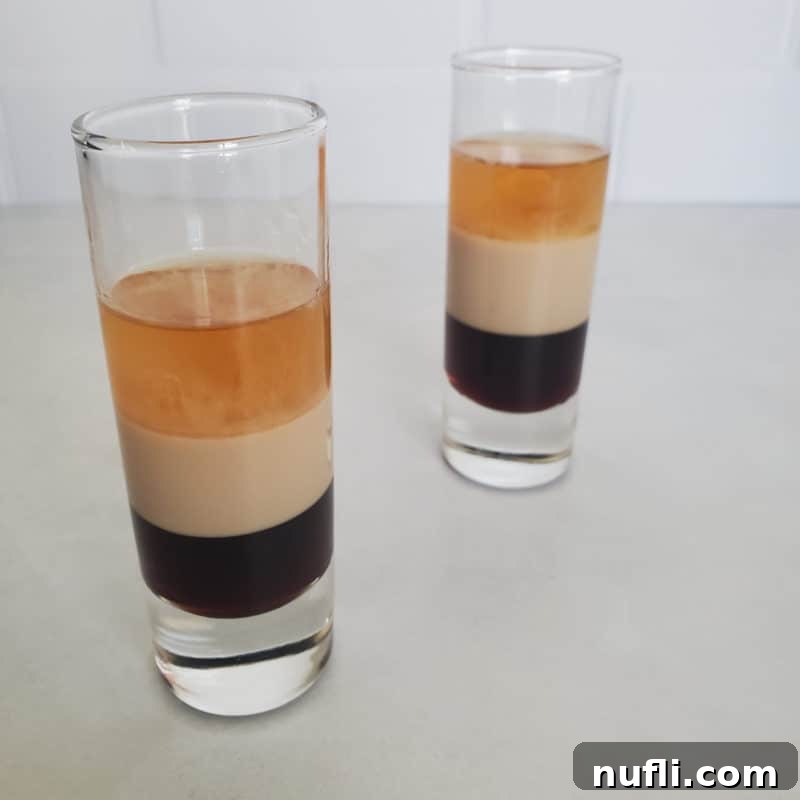 B52 Shot layered in a shot glass.