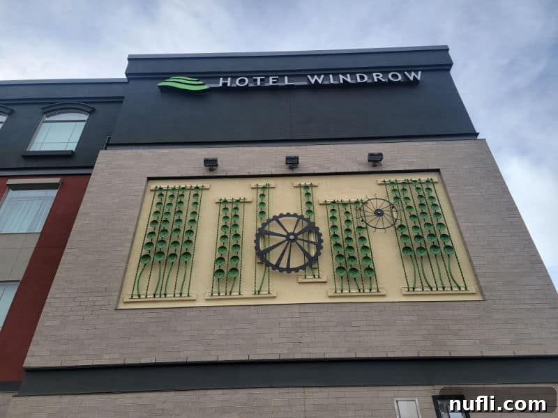 Ellensburg Unveiled: Your Washington Adventure 22 Hotel Windrow on the side of a hotel with art piece on the wall