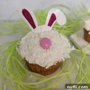 Hoppy Cupcake Delights 9 Easy Bunny Cupcake surrounded by green edible grass