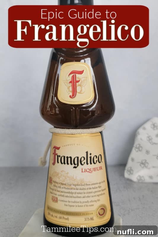 Frangelico Creations 2 Epic guide to frangelico text over a bottle of Frangelico Liqueur