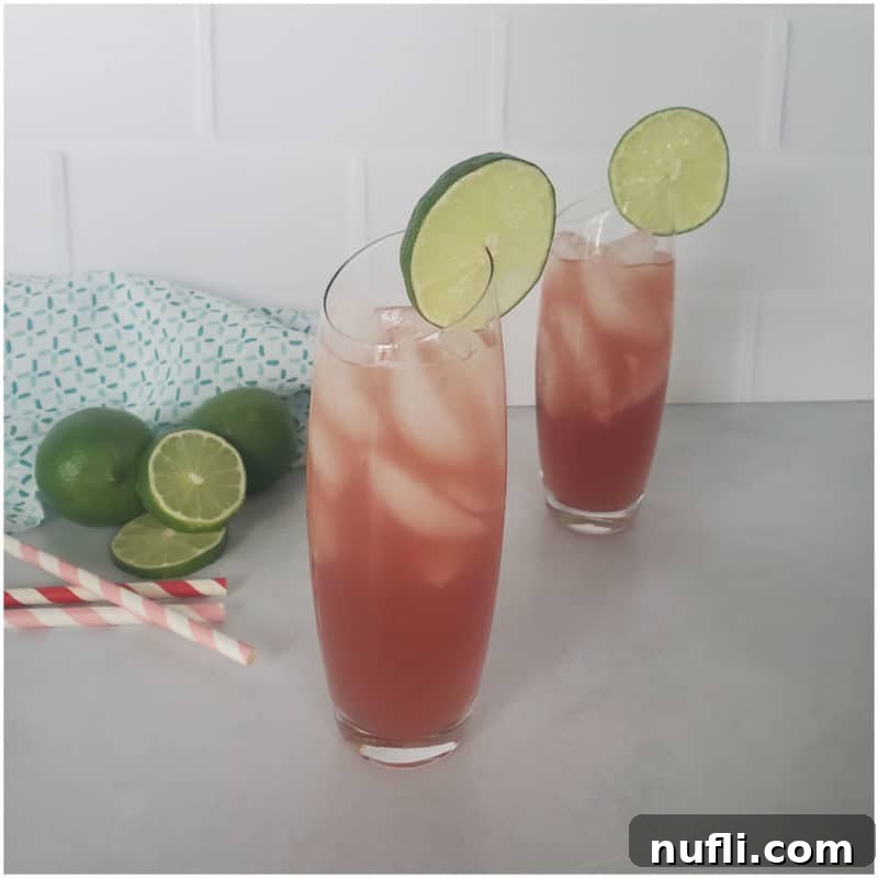 Two Bay Breeze Cocktails with lime circles next to a few limes