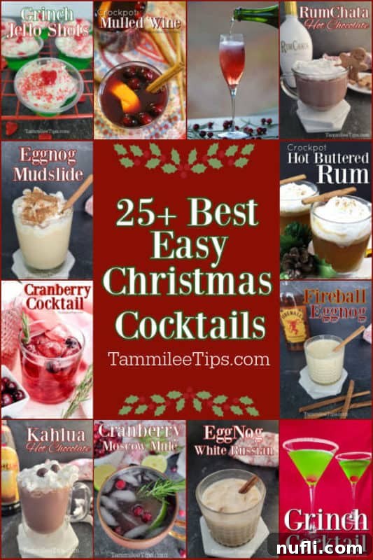 Christmas Cocktails in a collage surrounding the text Best Easy Christmas Cocktails