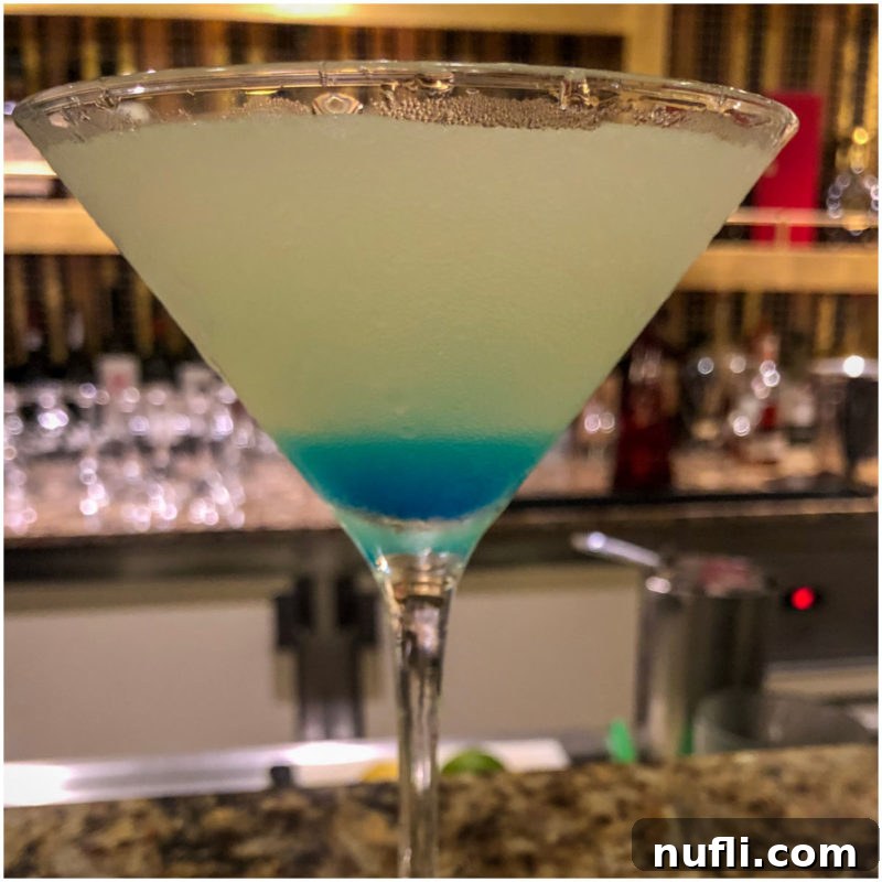 layered white and blue martini