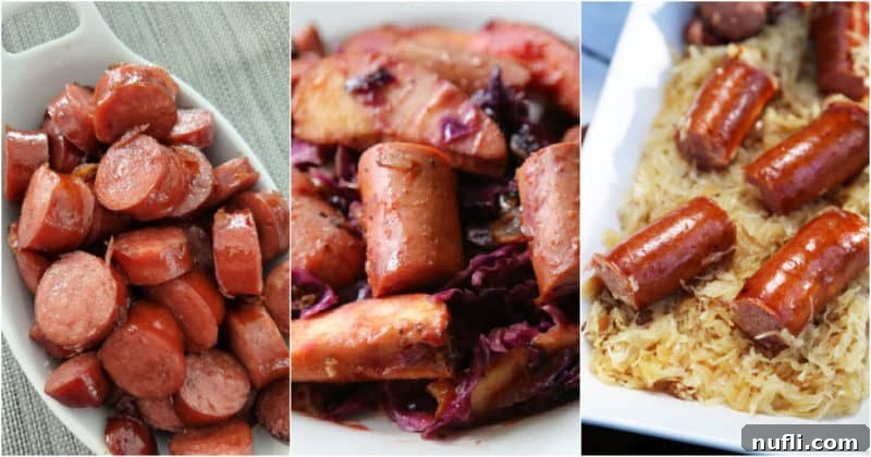Collage of three kielbasa recipes