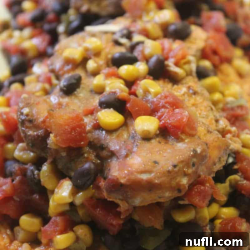 Southwest chicken with tomatoes, corn, and black beans
