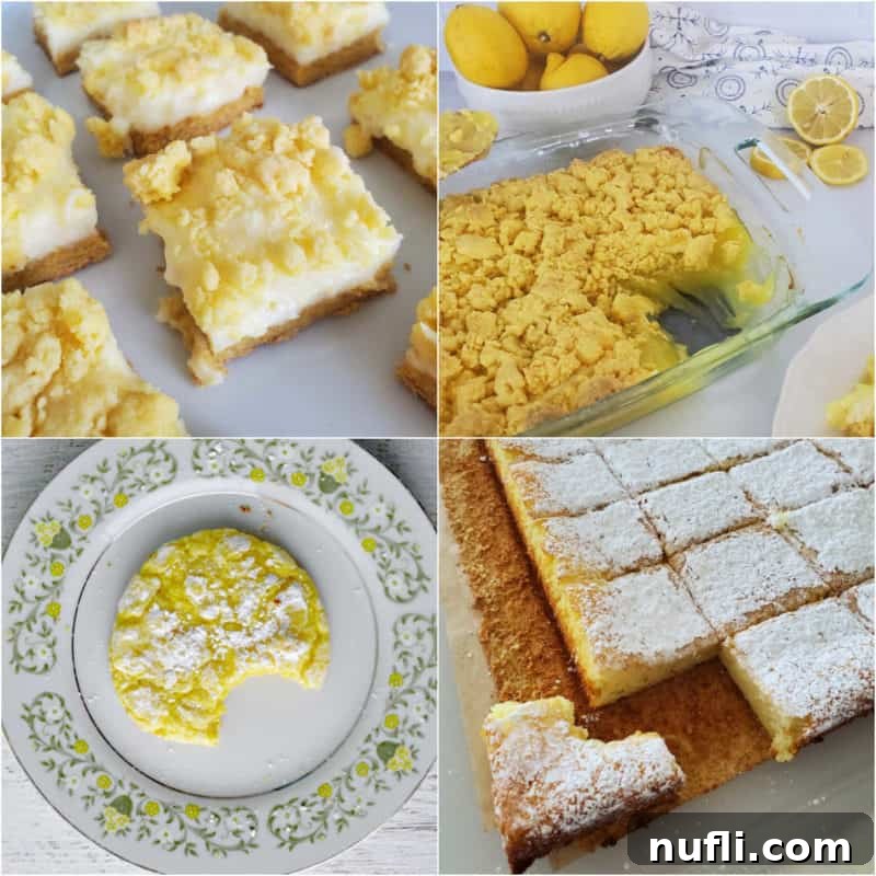 Collage of Lemon Desserts with lemon bars and cookies