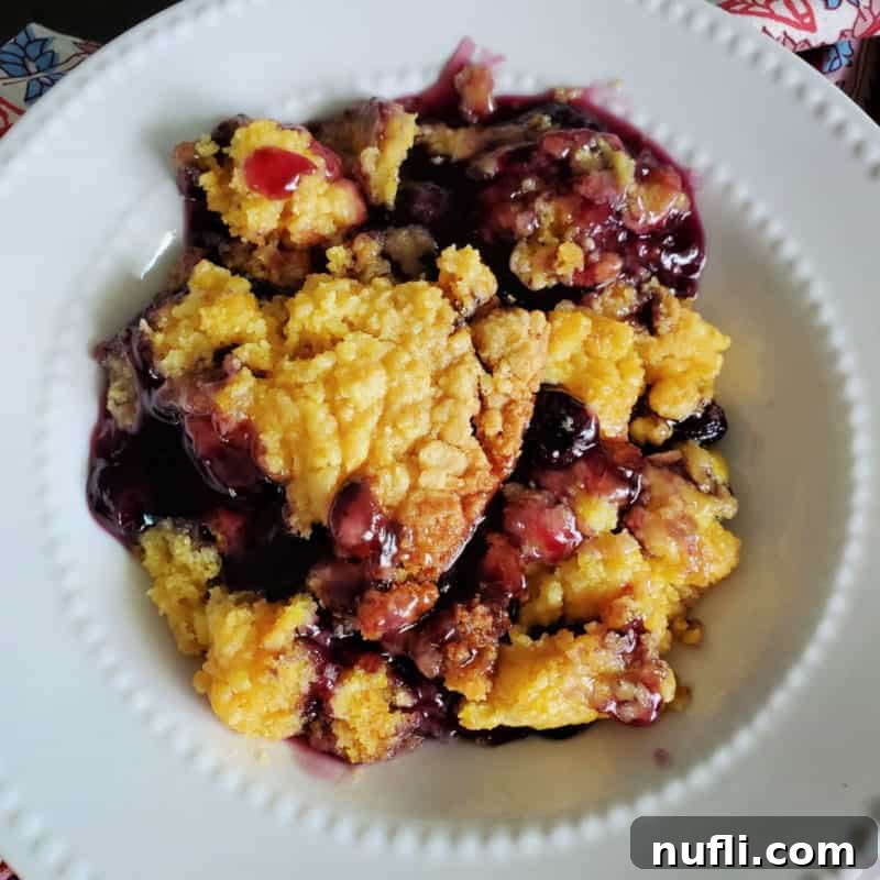 Lemon Blueberry Cake in a white bowl