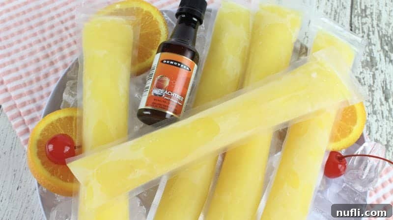 Fuzzy Navel Popsicles on a platter