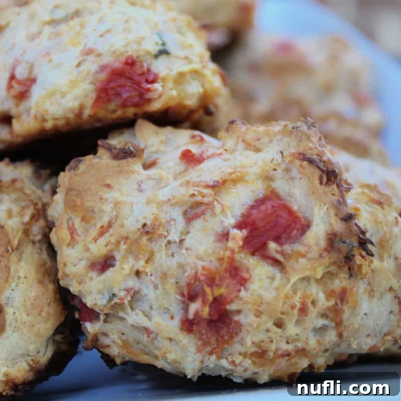 A stack of golden-brown Spicy Southwest Biscuits, ready to be enjoyed with their vibrant kick.