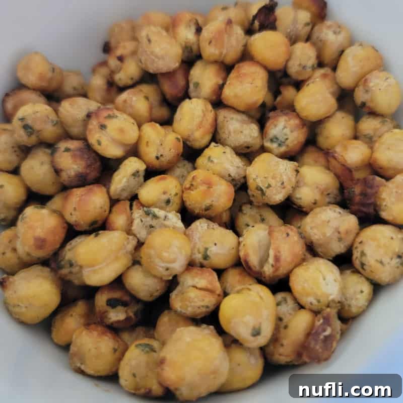 Air Fryer chickpeas in a white bowl