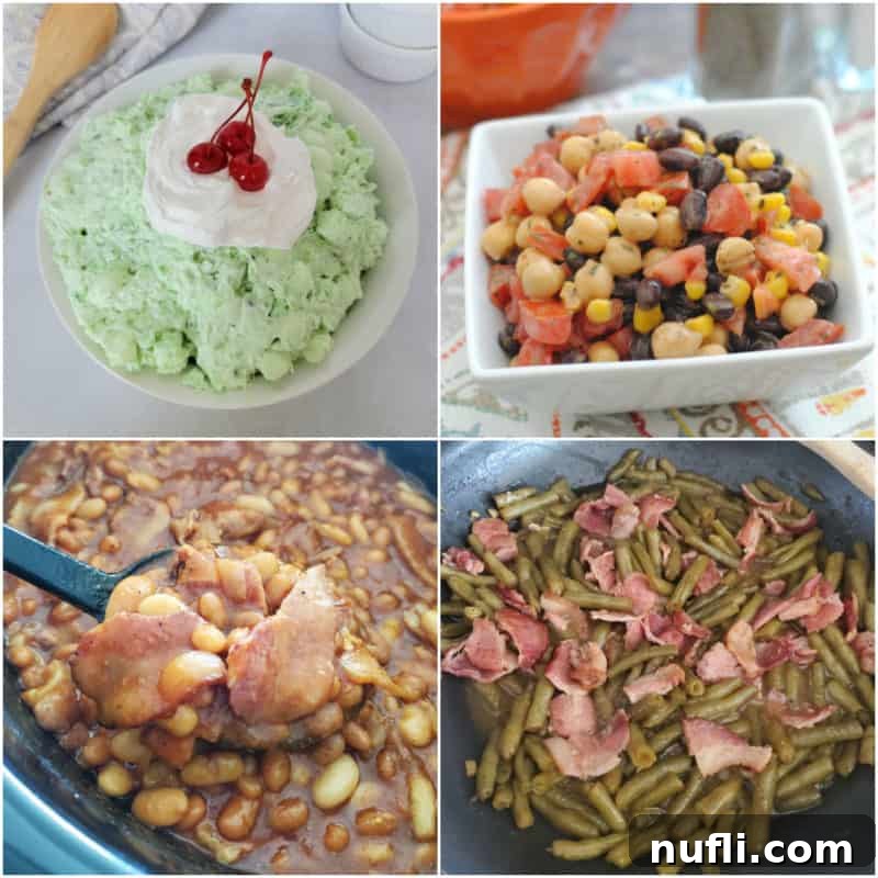 The Best Side Dishes for BBQ Ribs 2 Collage of various delicious side dishes perfect for barbecue ribs