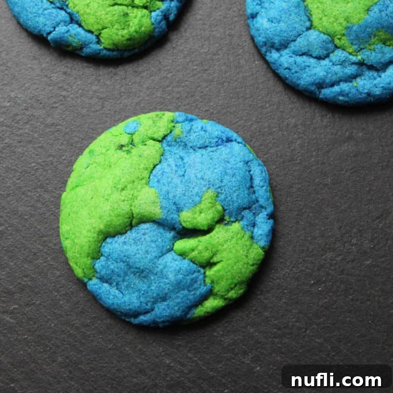 Earth Day Cookies on a dark slate board