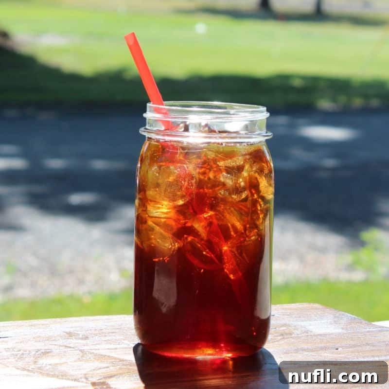 Three Ingredient Feasts Simple Scrumptious 4 McDonalds Sweet Tea in a mason jar with a red straw