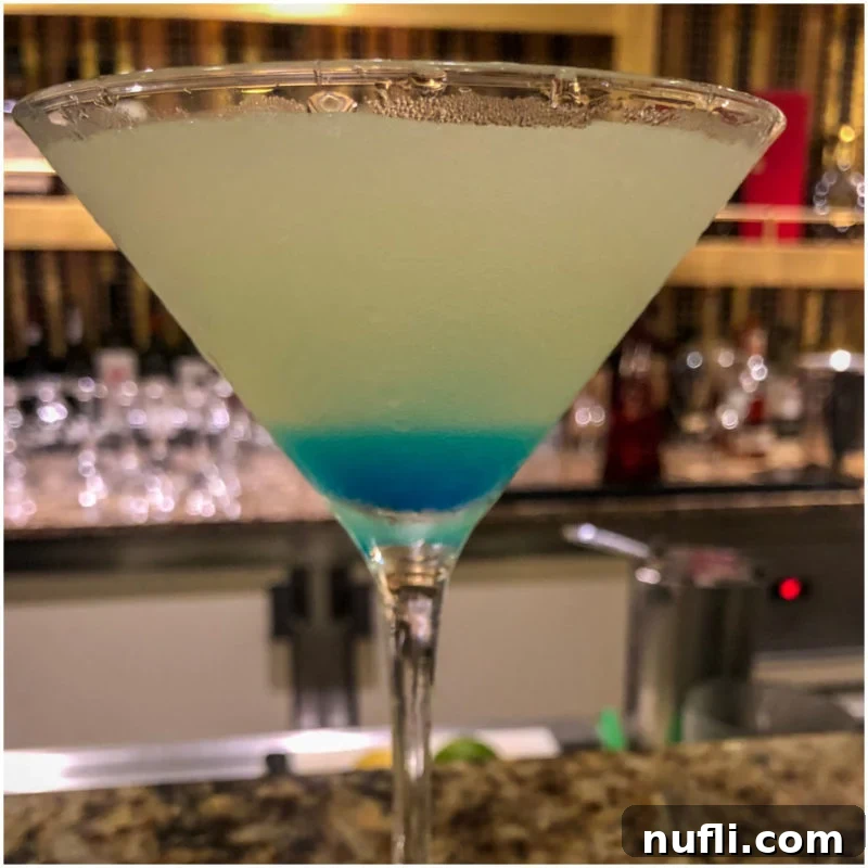layered white and blue martini