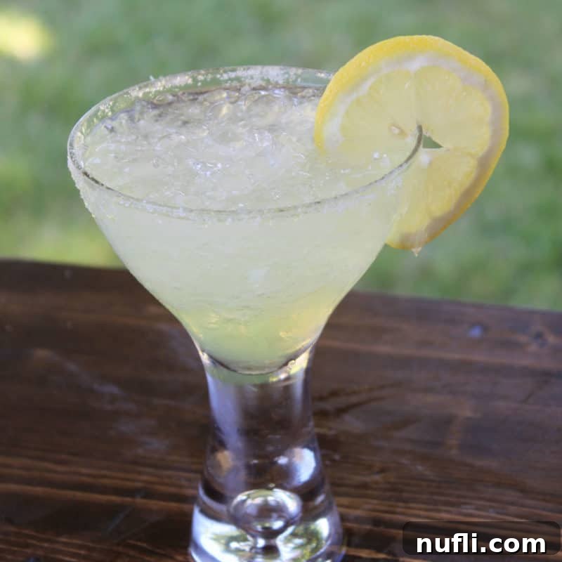Lemon Sorbet Martini with lemon wheel garnish in a martini glass