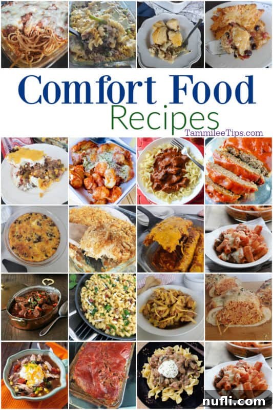 A comprehensive collage showcasing various comfort food recipes, offering a visual feast of delicious and cozy meal ideas.