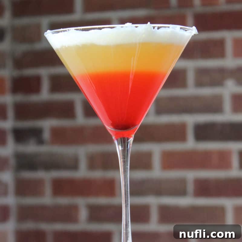Tropical Pineapple Cocktails Made Easy 25 Candy Corn Martini with a brick background