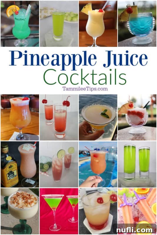 Tropical Pineapple Cocktails Made Easy 28 Collage of pineapple juice cocktails