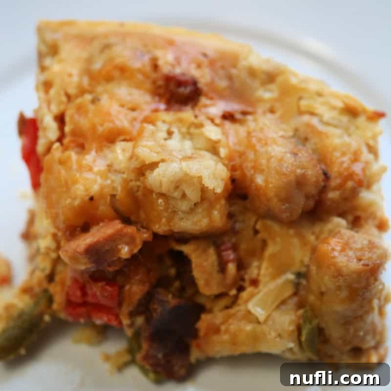 crockpot tater tot breakfast casserole on a white plate