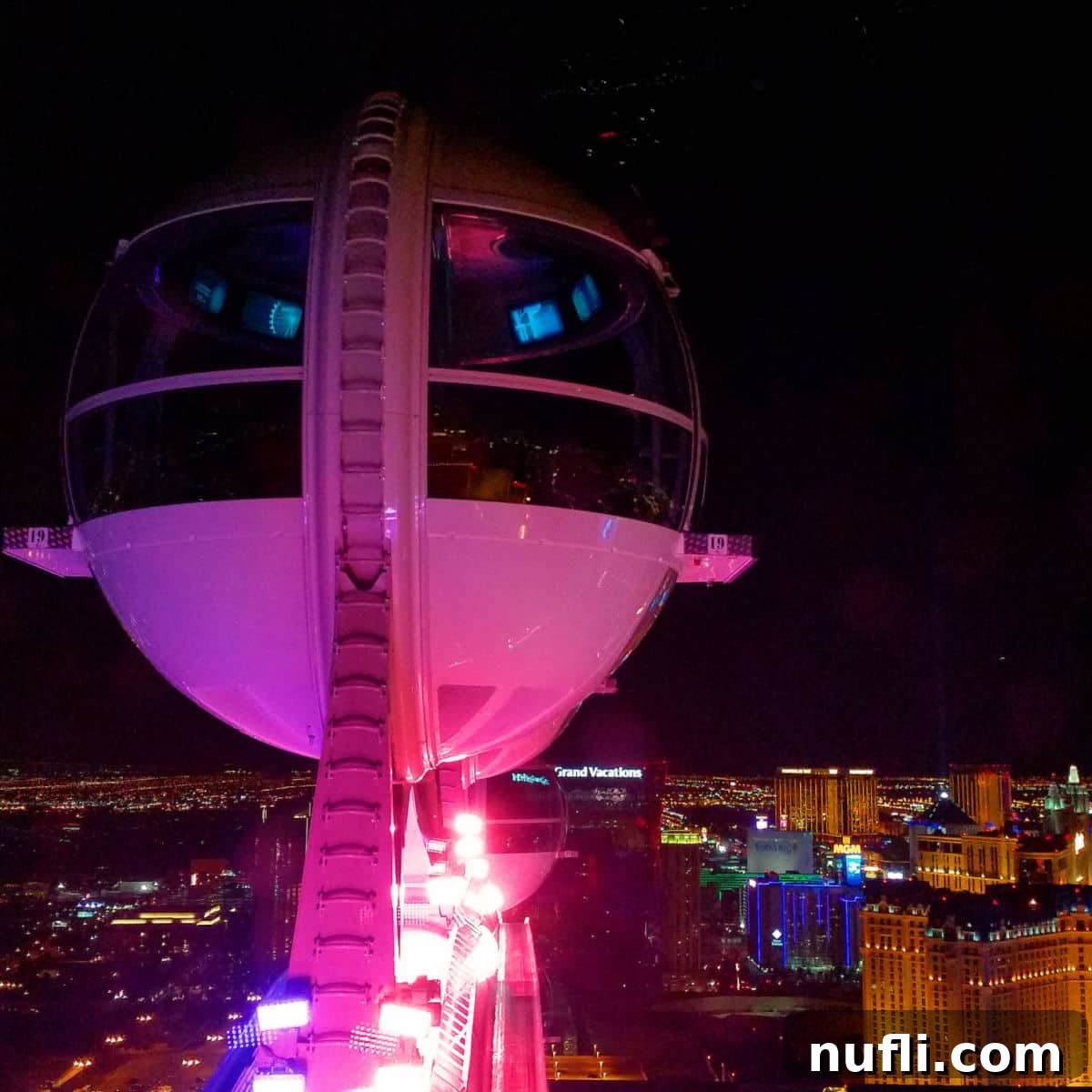 High Roller Pod over the Las Vegas Strip at night