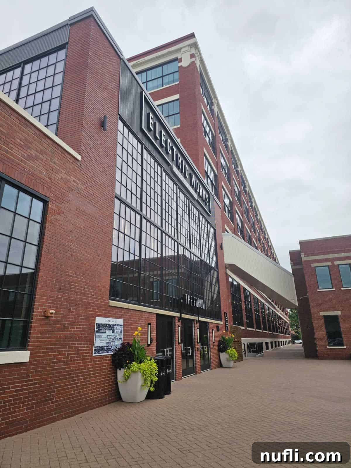 Electric Works sign on a brick building