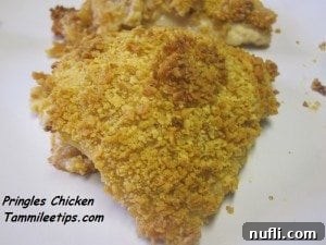baked pringles chicken on a white plate