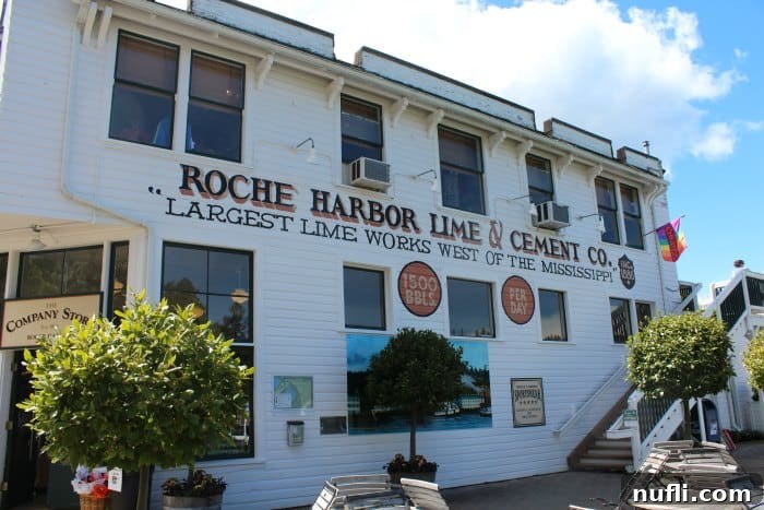 Roche Harbor Lime & Cement biuilding with trees around it