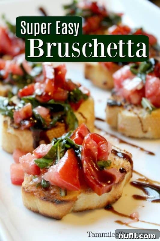 Simple Bruschetta A Video Walkthrough 2 Super easy bruschetta over a white plate with tomato bruschetta lined up