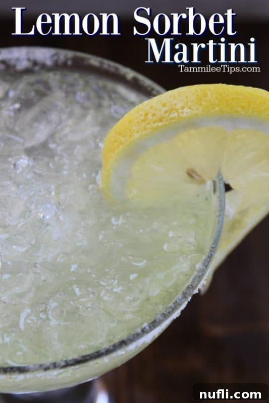 Lemon Sorbet Martini with lime wheel