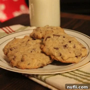Tropical Chocolate Chip Coconut Rum Cookies 3 Chocolate Chip Coconut Rum Cookies on a white plate by a glass of milk