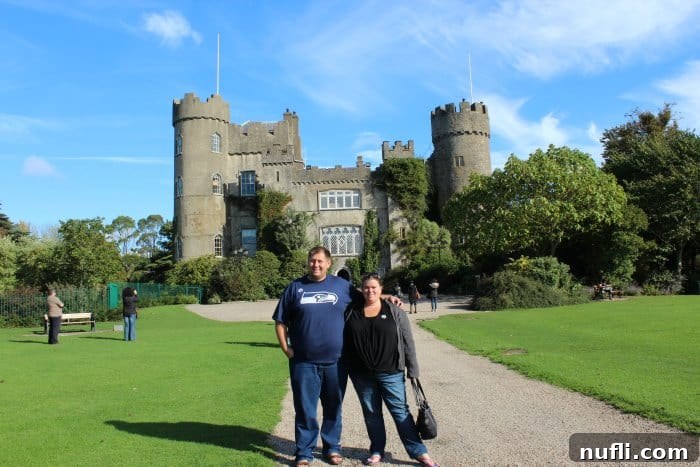 Malahide Castle and Gardens, Dublin, Ireland 6 Tammilee and John enjoying their visit outside of Malahide Castle