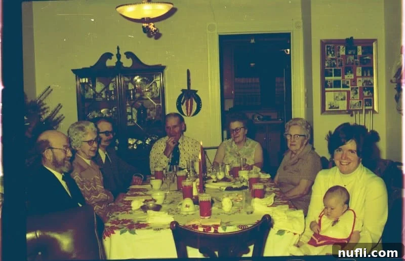Homemade Almond Joy Bars 3 Vintage family photo from the 1970s, showing relatives gathered for Christmas, including the author as a baby.
