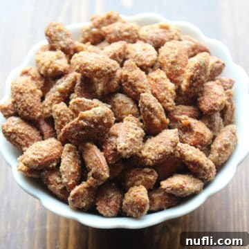 Sugar and Spice Almonds in a white bowl