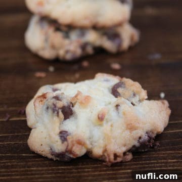 Coconut Chocolate Chip Cookies on a wooden board