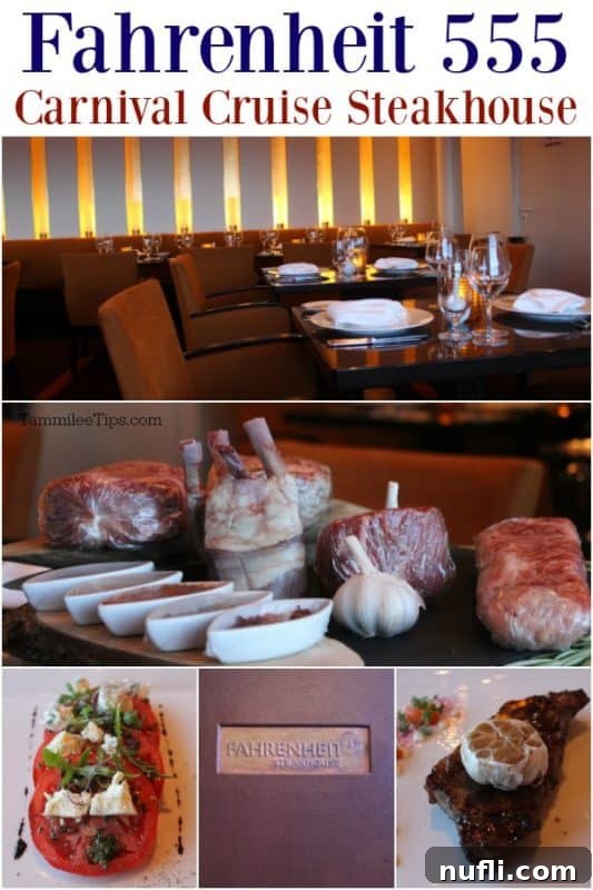 Fahrenheit 555 Carnival Steakhouse - A collage of gourmet food photos from the cruise experience