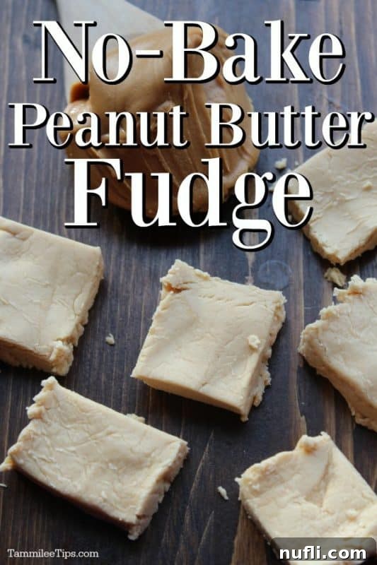 No Bake Peanut Butter Fudge on a wood cutting board