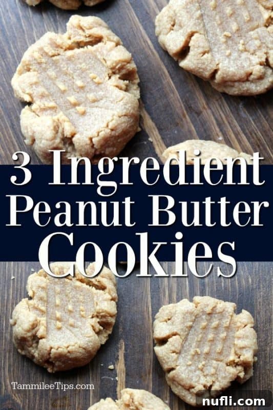 Easy 3-Ingredient Peanut Butter Cookies 2 Soft 3 Ingredient Peanut Butter Cookies arranged on a rustic cutting board, ready to be enjoyed.