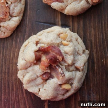 Peanut Butter Bacon Cookies on a wood board