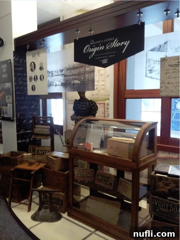 A Visual Journey Through P&G's Historic Cincinnati Archives 2 P&G Origin Story with display, showcasing early company history and artifacts.