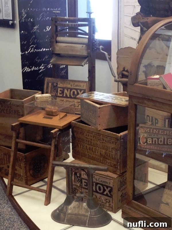Collection of antique Procter & Gamble wooden display boxes and packaging