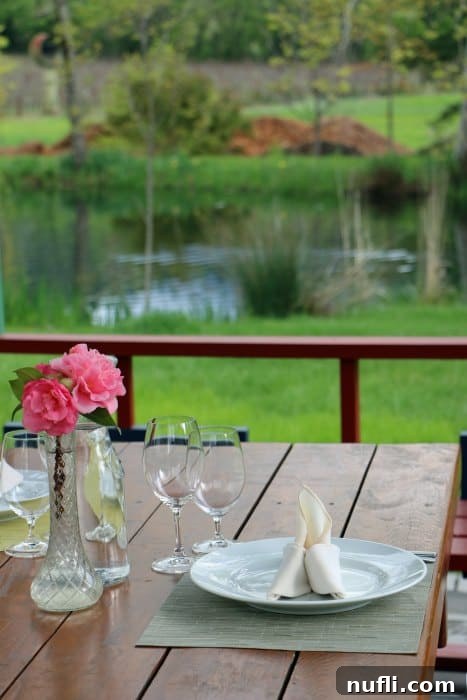 Chateau Montelena: Napa Valley's Legendary Winery 9 table setting with flowers overlooknig a pond