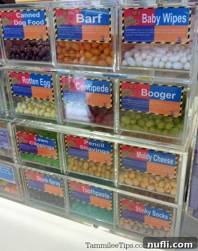 Bean Boozled flavors in small drawers