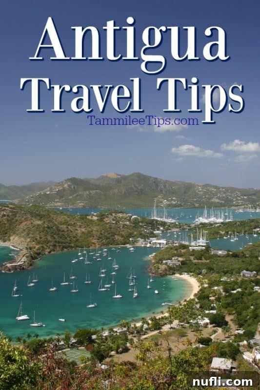 Antigua Travel Tips: Sailboats in the turquoise tropical waters of Antigua, a paradise for beach lovers and history enthusiasts.