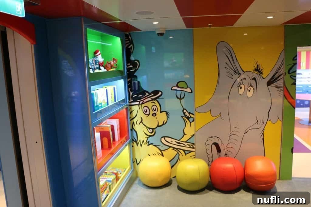Dr. Seuss themed area on Carnival Freedom, part of Seuss at Sea
