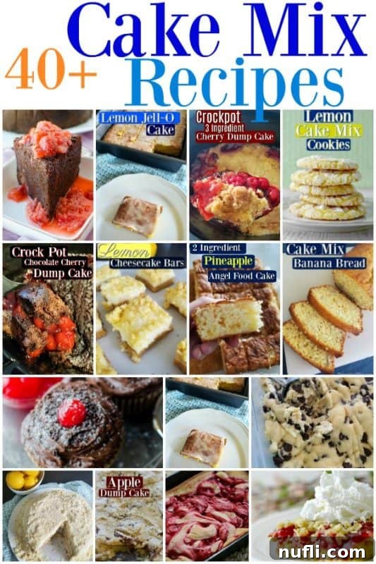 40 Cake Mix Recipes text over a collage of cake mix recipes