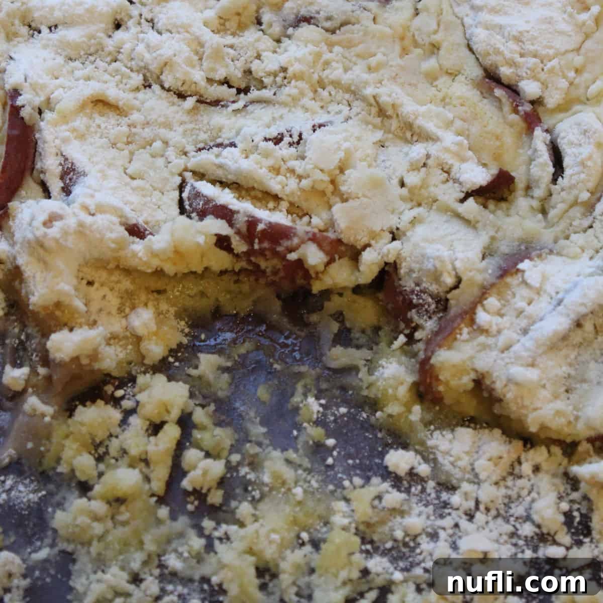 apple dump cake in a glass baking dish