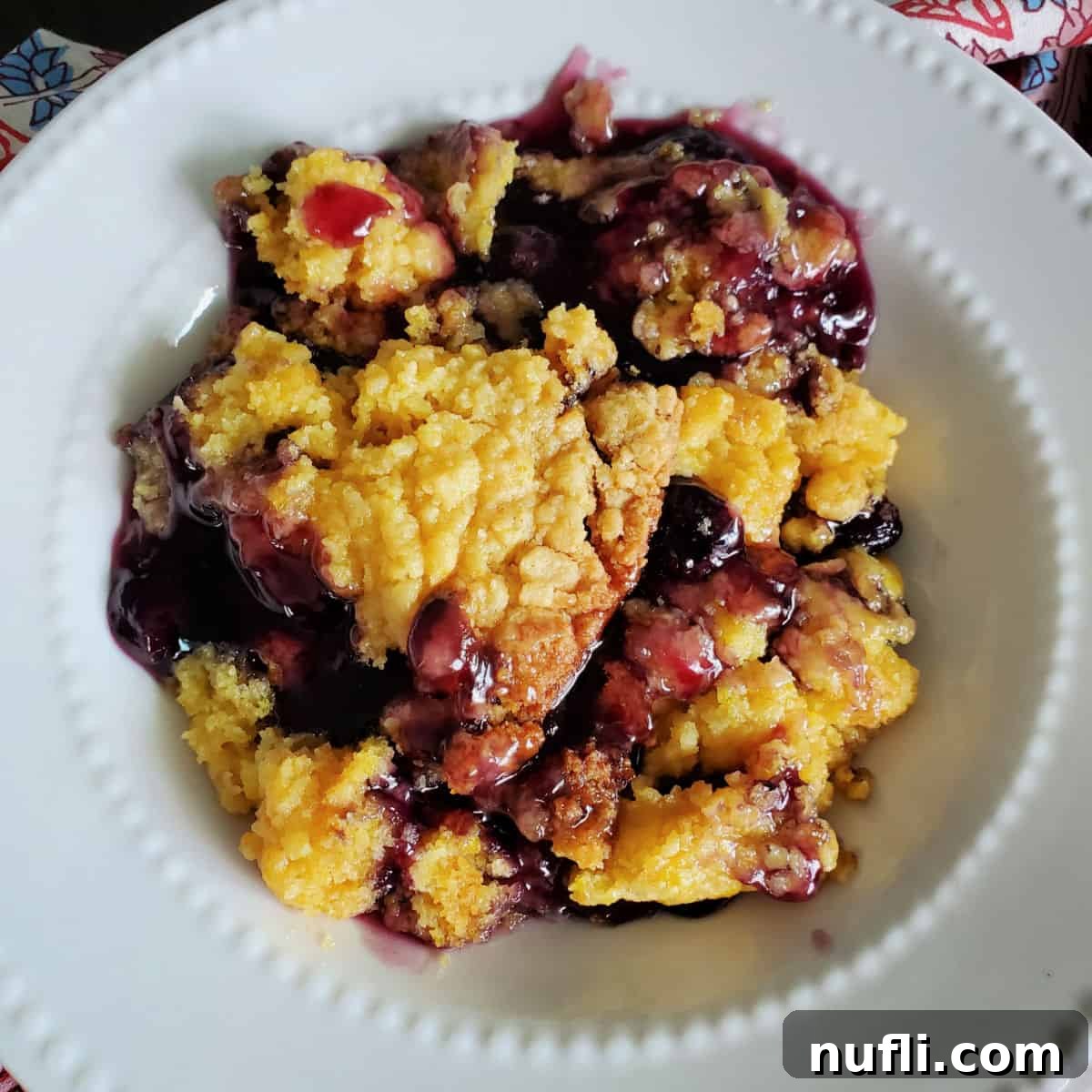 Lemon Blueberry Cake in a white bowl