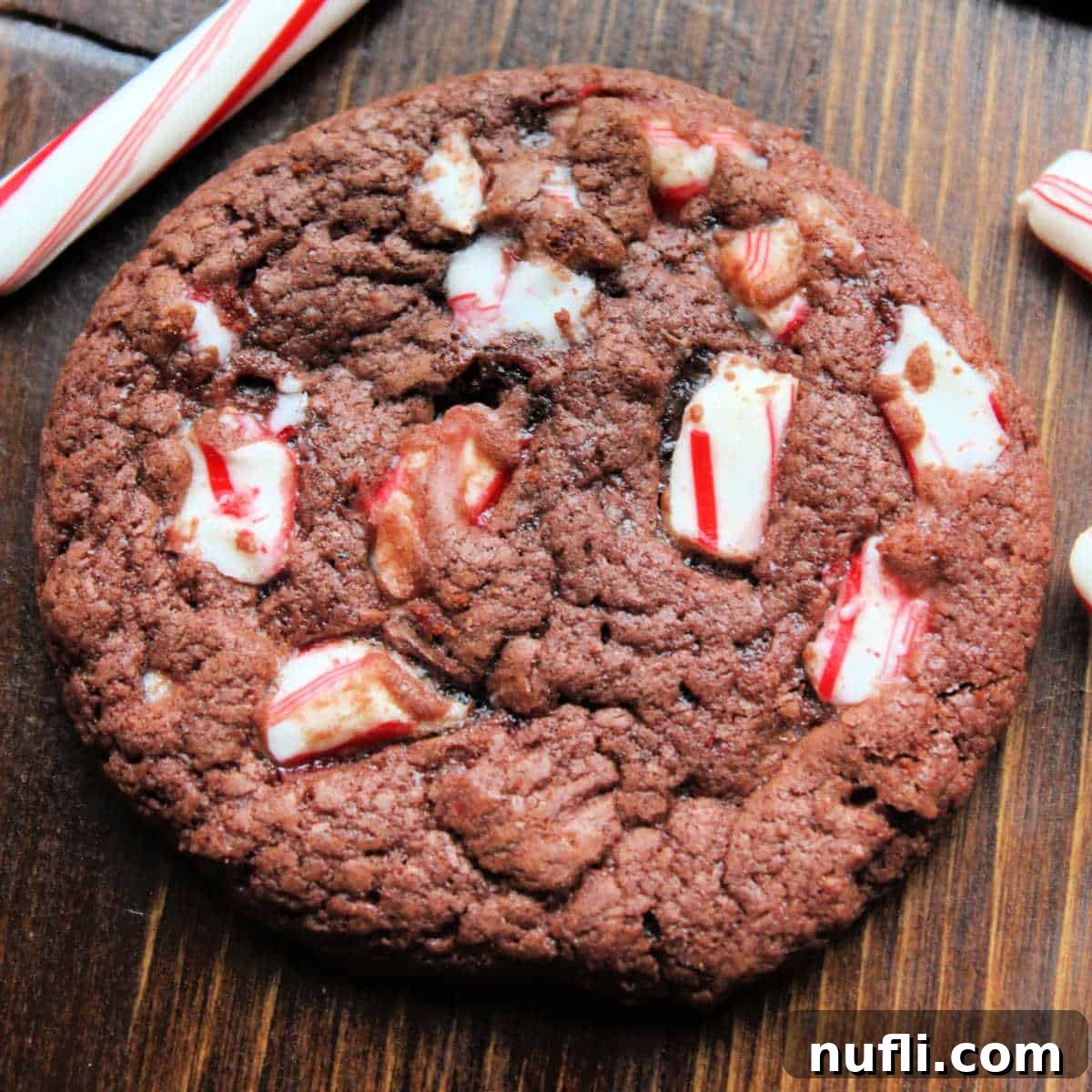 Chocolate Peppermint Cookies (Cake Mix Cookies) on a wood board