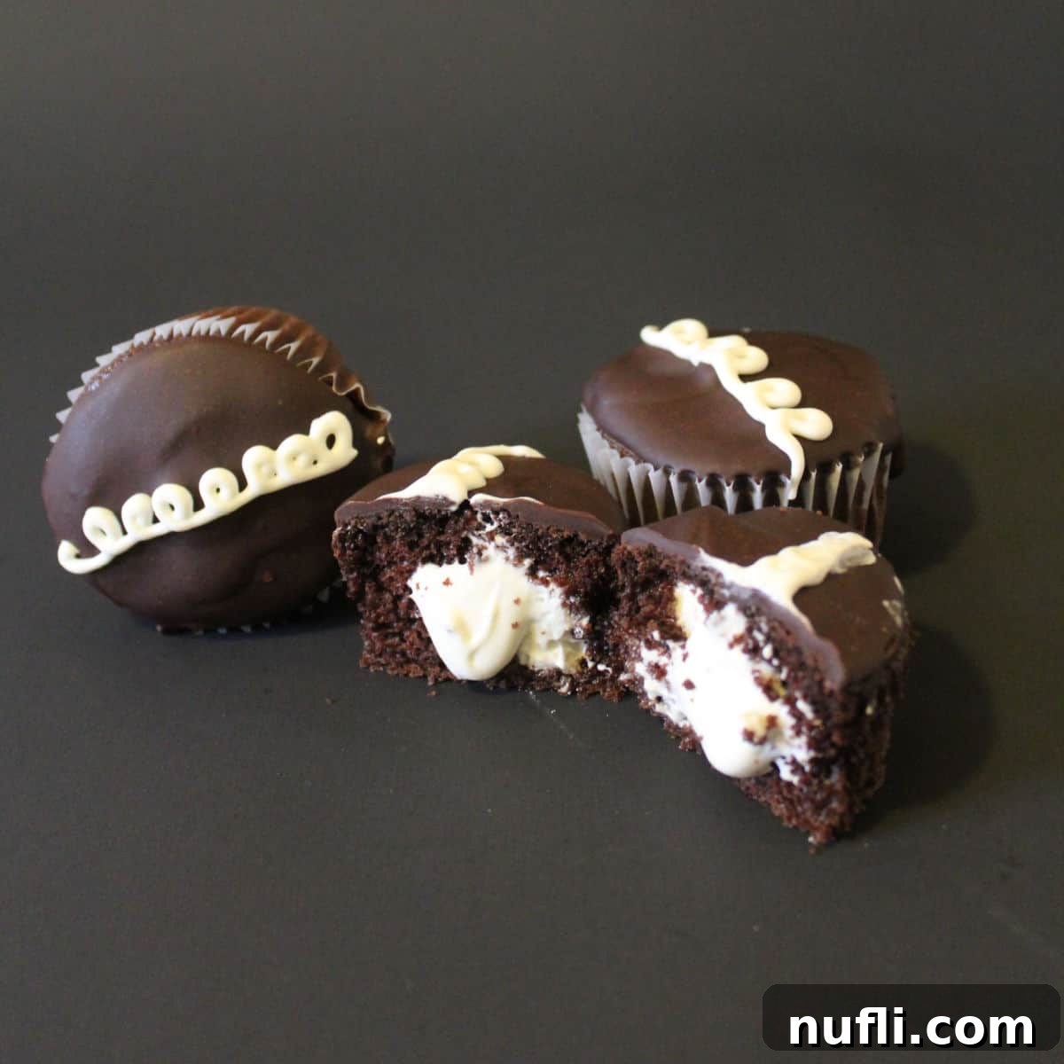 Hostess Chocolate Cupcakes copycat on a black background