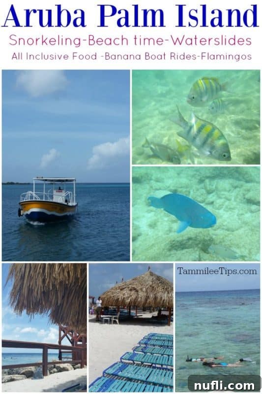 Smiling person enjoying the beach on De Palm Island, Aruba.